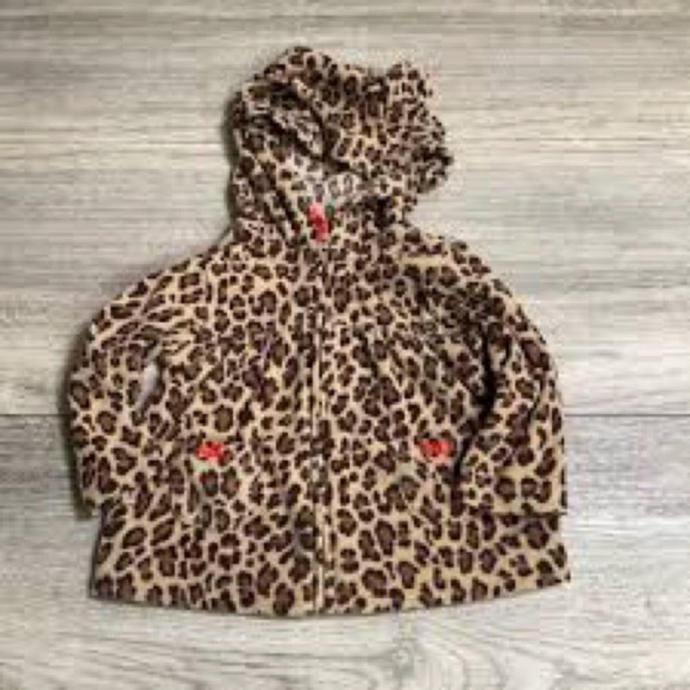 Carter's Brown Leopard Print Kids FLEECE Jacket with hood 🩷